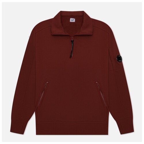 фото Мужская толстовка c.p. company stand collar diagonal raised fleece бордовый, размер xxl