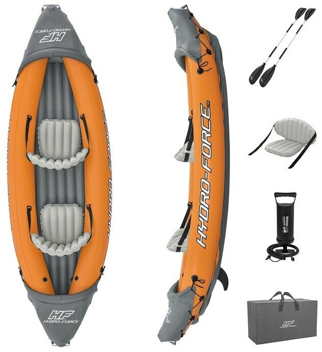 Bestway Байдарка Lite-Rapid X2 Kayak, 2-местная, вёсла 218 см, до 160 кг, 321 х 88 х 48 см, 65077 Bestway
