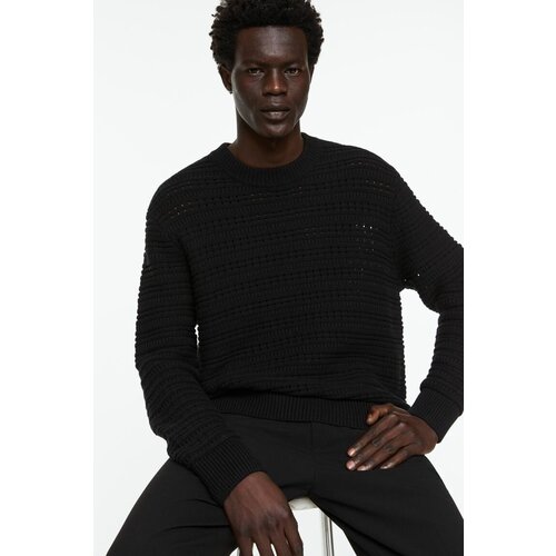 фото Свитер прямого кроя из фактурного трикотажа - черный - 3xl h&m