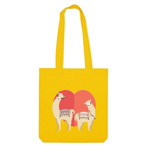 Сумка шоппер Us Basic, желтый мужская футболка лама и альпака на фоне сердца l синий