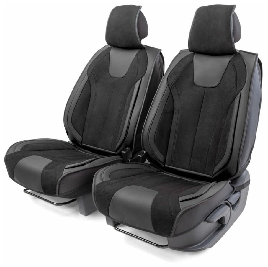 AUTOPROFI CUS3034BKBK Накидки каркасные на сиденья передние 3D Car Performance, 2 шт. экокожа и алькантара (черный)