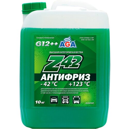 Антифриз AGA зеленый -42С/+123С, 10 л, готовый