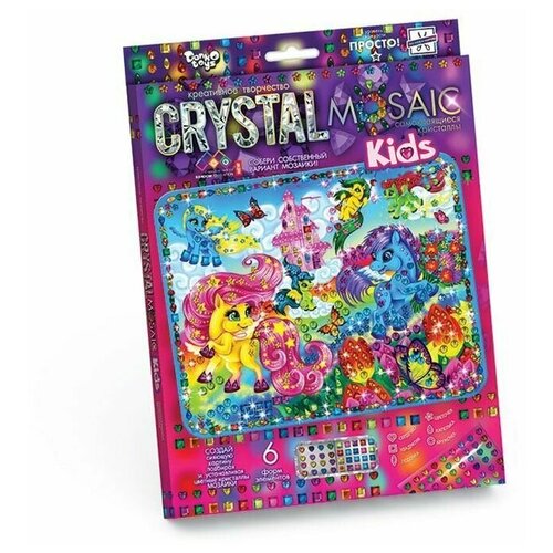 Набор для создания алмазной мозаики из кристаллов, CRYSTAL MOSAIC KIDs, картина с пони, 1 комплект