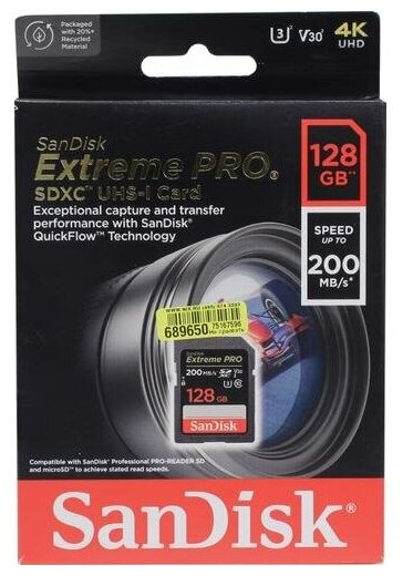 SD карта Sandisk Extreme PRO SDSDXXD-128G-GN4IN