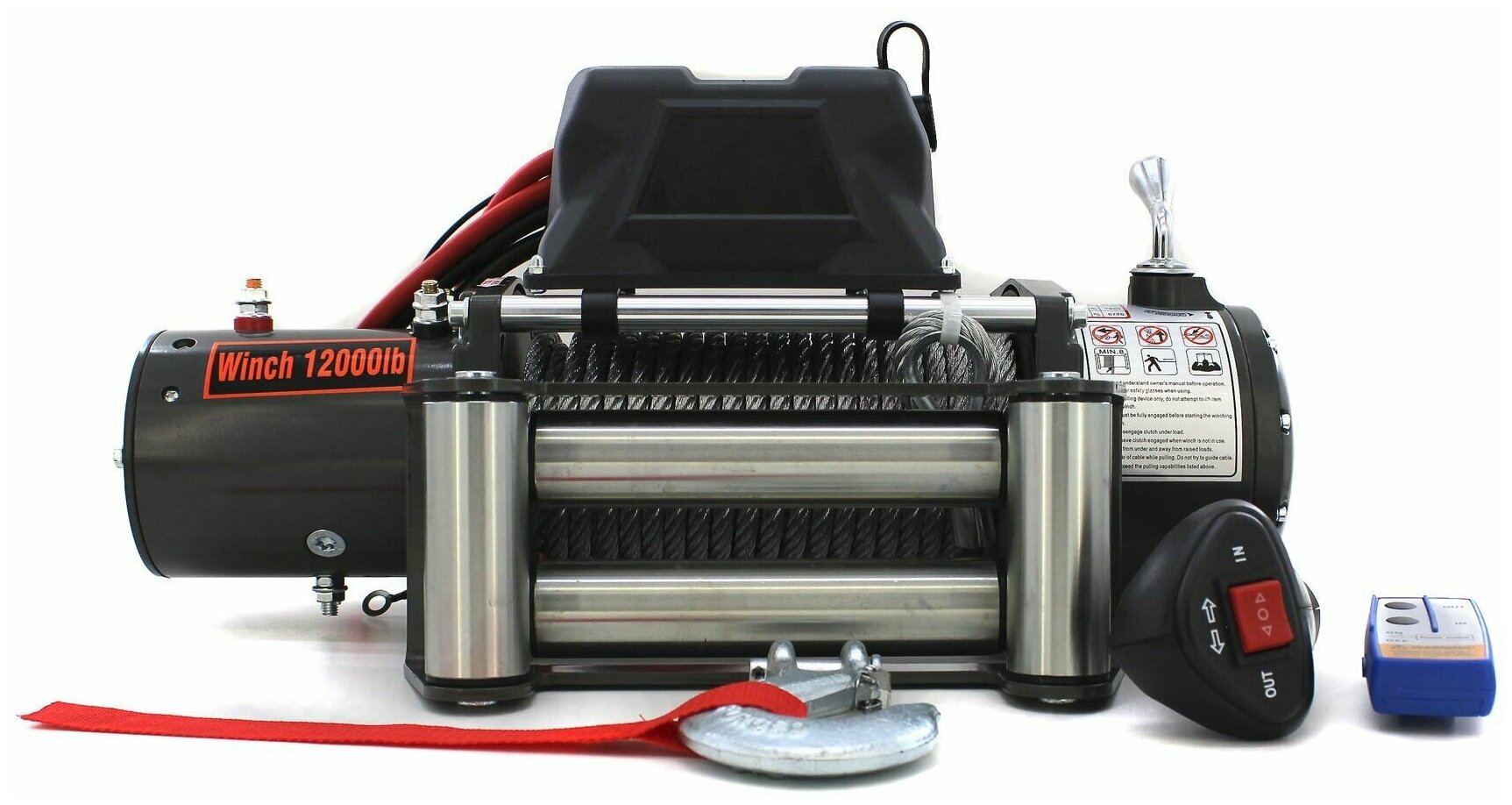 Лебедка электрическая 24V Electric Winch 12000lbs / 5443 кг (блок управления влагозащищен IP66) стальной трос