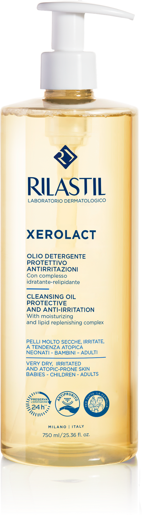 RILASTIL XEROLACT CLEANSING OIL Защитное Успокаивающее масло для очищения 750 мл