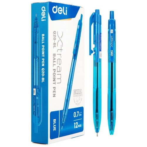 ручка шариковая deli eq21 bl x tream авт 0 7мм резин манжета синий прозрачный синие чернила Ручка шариковая Deli X-tream EQ20-BL