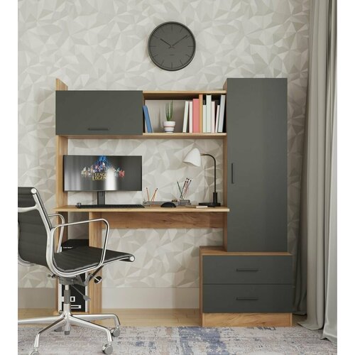 Компьютерный стол Комфорт 7 Дуб крафт золотой-Антрацит