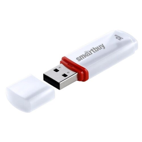 Флеш-память Smartbuy Crown, 32Gb, USB 2.0, белый, SB32GBCRW-W