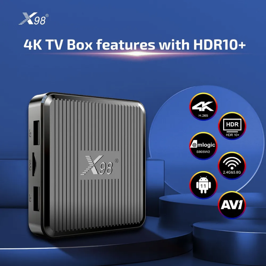 Смарт ТВ приставка X98Q, Андроид медиаплеер 2/16 Гб, Wi-Fi, 4K, Amlogic S905W2