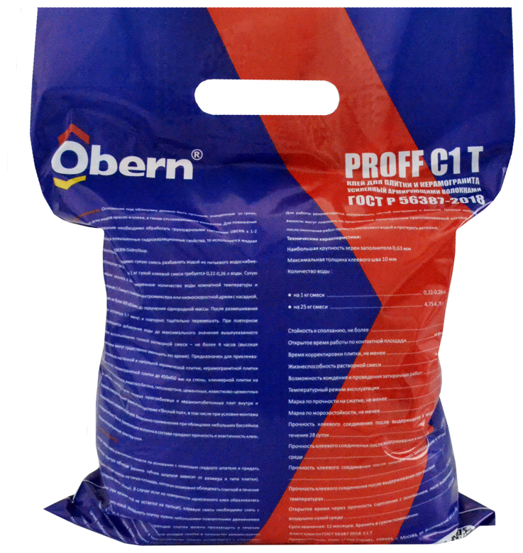 Клей для плитки PROFF С1Т OBERN, 5 кг