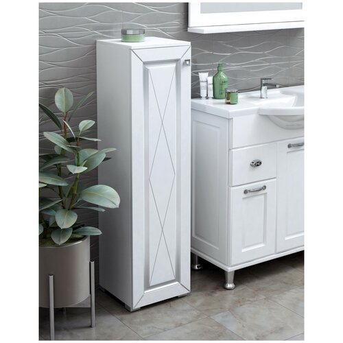Шкаф для ванной комнаты, REGENT style, вштвинтаж, патина серебро, левый, 115*30*30