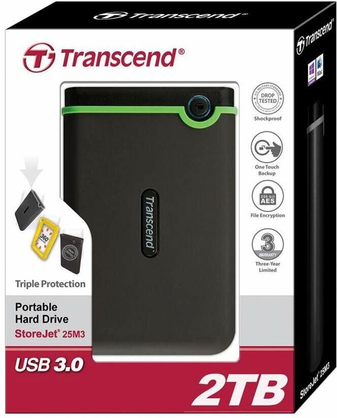 Внешний жесткий диск TRANSCEND StoreJet 25H3 , 1Тб, зеленый - фото №12