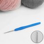 Крючок для вязания, с силиконовой ручкой, d - 1,5 мм, 13 см, цвет синий
