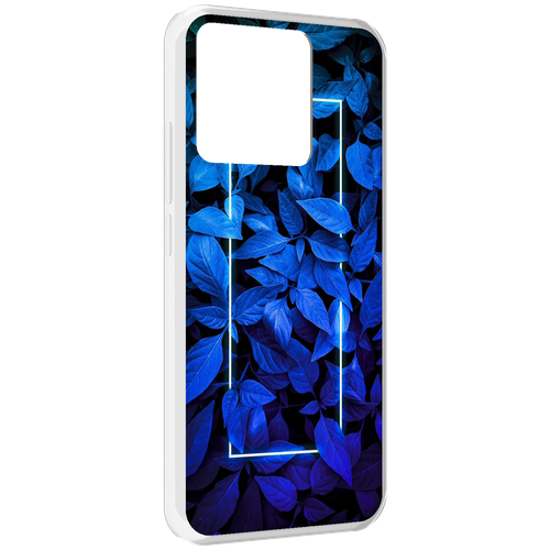 Чехол MyPads голубые цветочки неон для Xiaomi Redmi 10A задняя-панель-накладка-бампер