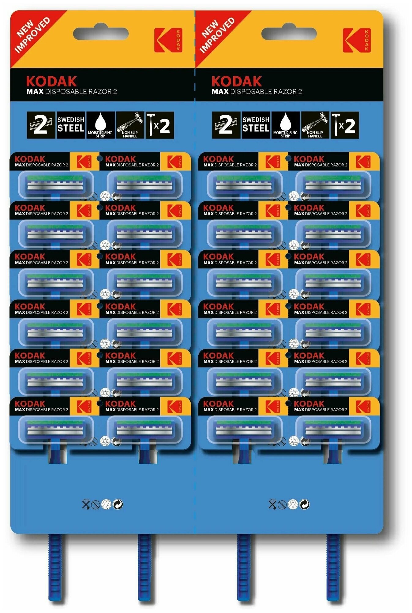 Станки для бритья одноразовые Kodak Disposable Razor Max 2, мужские, 2 лезвия, синий, на отрывной ленте (24шт в упак) 1615