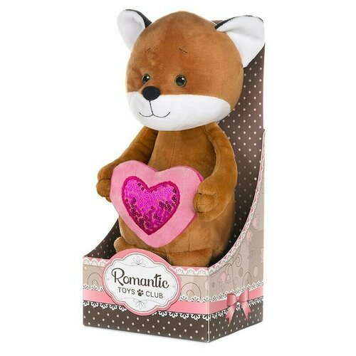 Мягкая игрушка Maxitoys Романтичный Лисенок с сердечком, 20 см, оранжевый