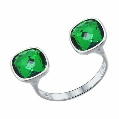 фото Кольцо кольцо из серебра 94011874 94011874 серебро, 925 проба, родирование, размер 16, зеленый dragomarket