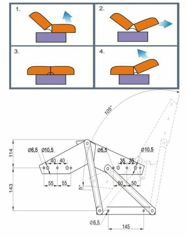 Механизм для дивана книжка/для кровати/трансформации - фотография № 2