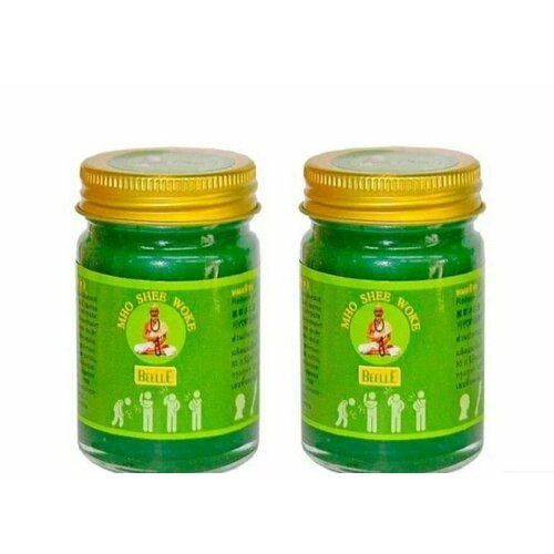 Зеленый массажный бальзам на травах с болеутоляющим эффектом Mho Shee Woke 50гр