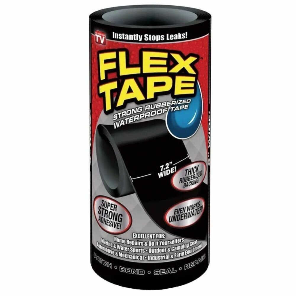 Сверхсильная ремонтная клейкая лента Flex Tape 152х18см (черный)