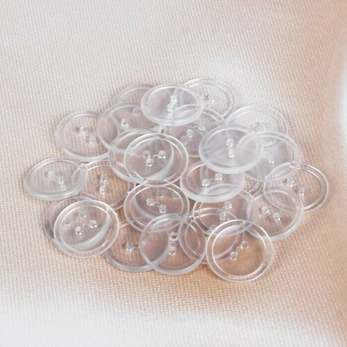 Пуговицы прозрачные 2 прокола d 17мм 100 шт 371₽