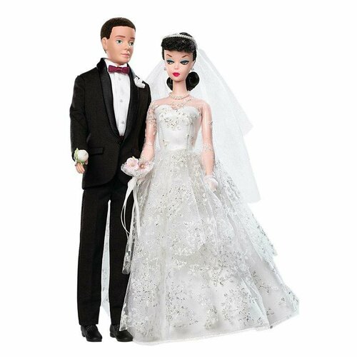 Набор кукол Barbie 50th Anniversary My Favorite Couple 1959 Wedding Day (Барби 50-я годовщина Моей Любимой Пары 1959 День Свадьбы) new fashion couple romantic love finger engagement wedding anniversary gift ladies men crown opening ring jewelry wholesale