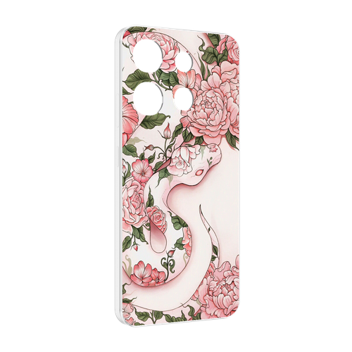 Чехол MyPads змея-в-розовых-цветах женский для Infinix Smart 7 задняя-панель-накладка-бампер