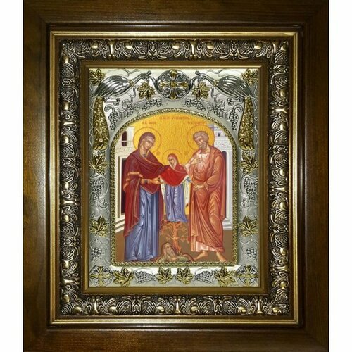 Икона Иоаким и Анна, 14x18 см, в деревянном киоте 20х24 см, арт вк-5591