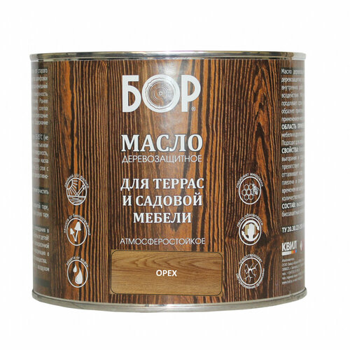 Бор масло деревозащитное для террас И САД. Мебели орех БАН 1,7 КГ 4690417061488