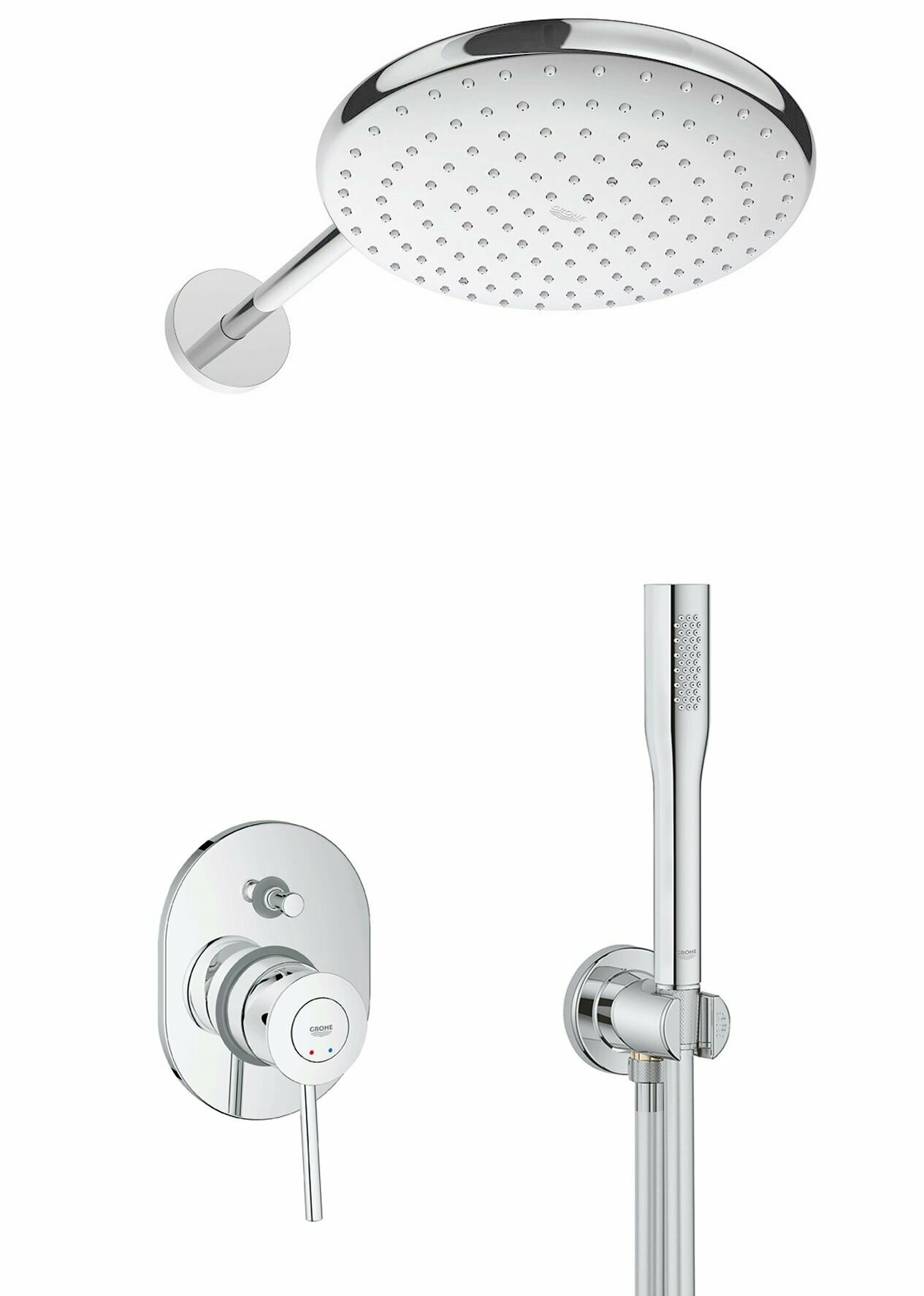 Встраиваемая душевая система с тропическим душем Grohe BauClassic Professional 250 Stick