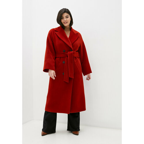 Пальто-халат  Azellricca демисезонное, демисезон/зима, шерсть, силуэт прямой, удлиненное, размер 52/56, бордовый