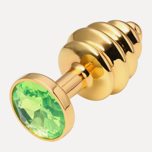 Изображение товара Рельефная пробка Any золото зеленый металл длина 7 см диаметр 2.7 см анальная игрушка с кристаллами