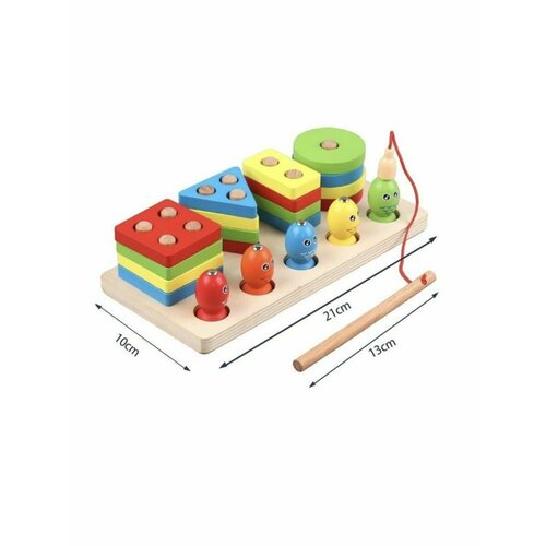 геометрический паровозик сортер игрушки для развития мелкой моторики на колесиках деревянные сортеры для малышей Сортер-геометрик, магнитная рыбалка 2в1
