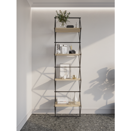 фото Стеллаж km loft ромбо слим черный/дуб сонома лофт для дома в гостинную перегородка
