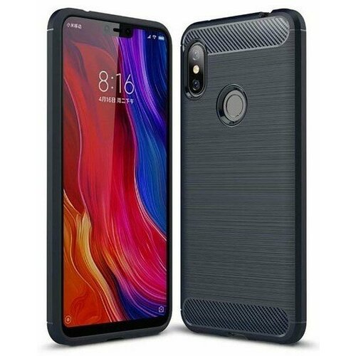 Накладка силиконовая для Xiaomi Redmi Note 6 / Xiaomi Redmi Note 6 Pro карбон сталь синяя силикон xiaomi note 6 pudding