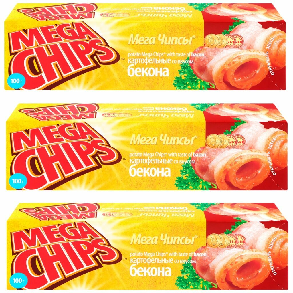 Чипсы Mega Chips Бекон 100г х 3шт