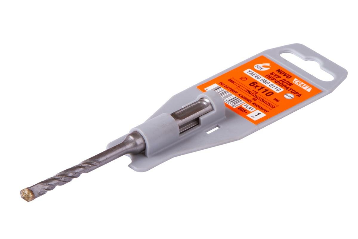 фото Бур по бетoну sds plus Fox 6 х 110 мм, сталь 40Х, для перфоратора