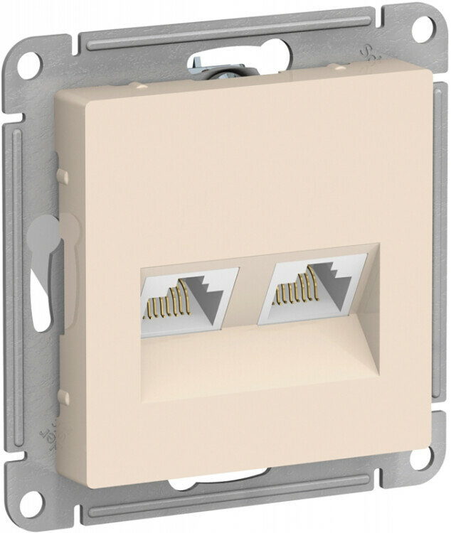 Розетка PC 2-я cat.5e, бежевый ATLAS DESIGN