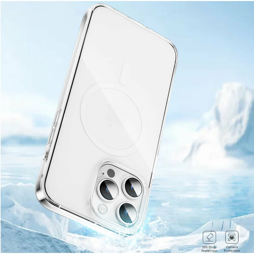 Усиленный прозрачный MagSafe чехол для iPhone 15 Pro - Premium (PC+TPU)