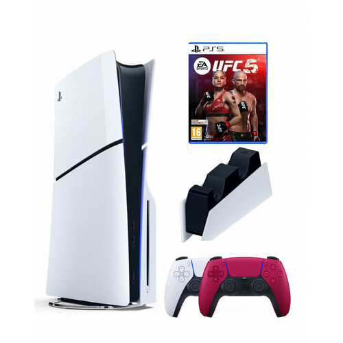 Приставка Sony Playstation 5 slim 1 Tb+2-ой геймпад(красный)+зарядное+UFC5 приставка sony playstation 5 slim 1 tb 2 ой геймпад красный зарядное ведьмак 3