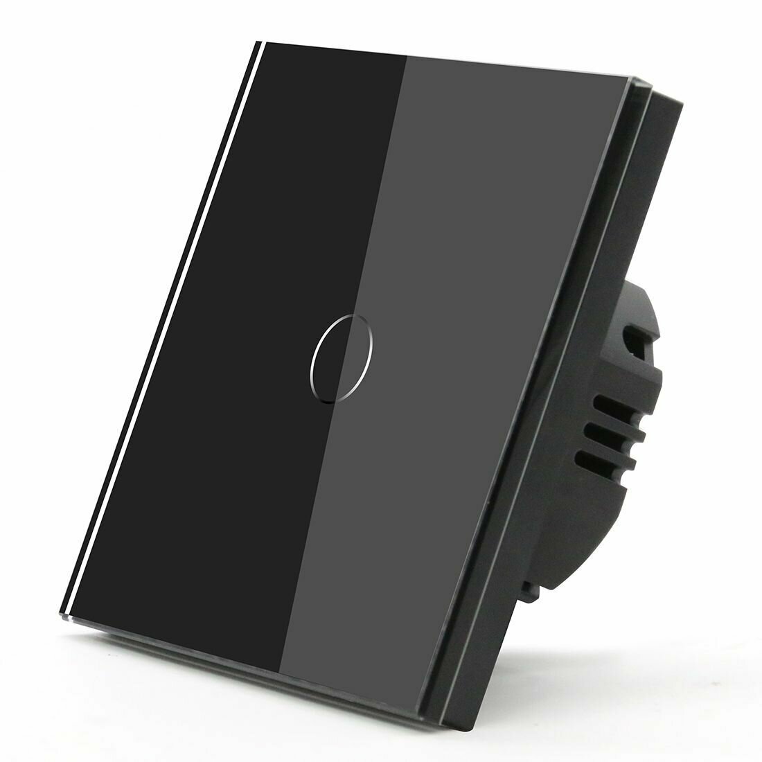 Сенсорный выключатель 1 клавиша 1 пост (1G) панель матовое стекло 86х86 мм цвет матовый черный