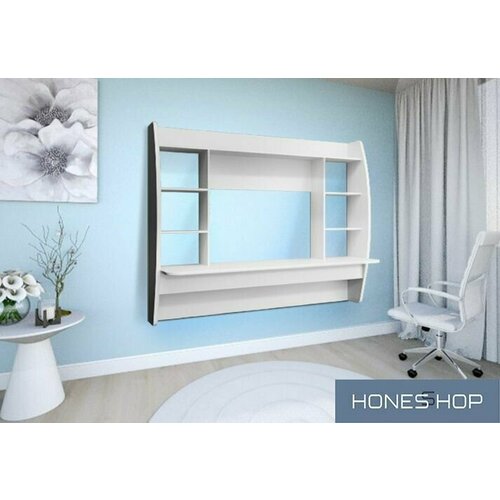 Навесной компьютерный стол для учебы и работы Ланго ЛДСП белый 100х485х100 10667₽