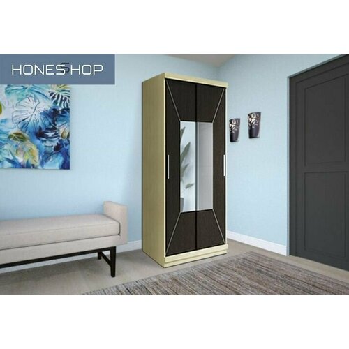 Шкаф-купе Рион 1 ЛДСП корпус дуб молочный, фасад венге цава, 100х40х220