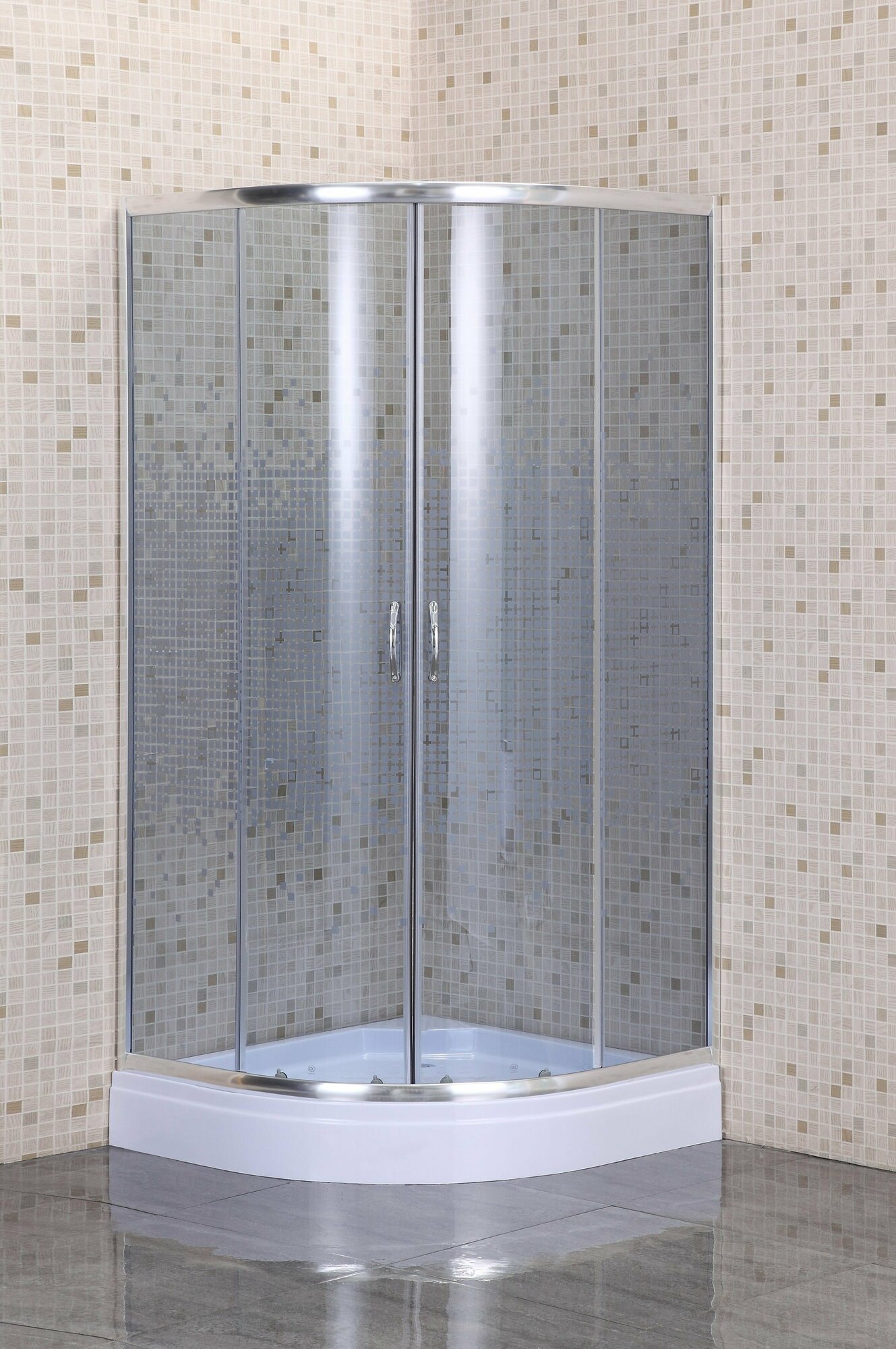 Душевое ограждение LORANTO SUNWAY 90х90х215 с низким поддоном13см серое закаленное стекло 4мм профиль хром (CS-8015GB 90)