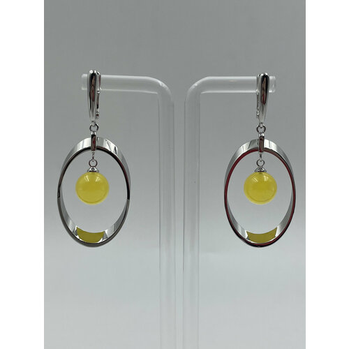 Серьги с подвесками AMBER Land, янтарь прессованный