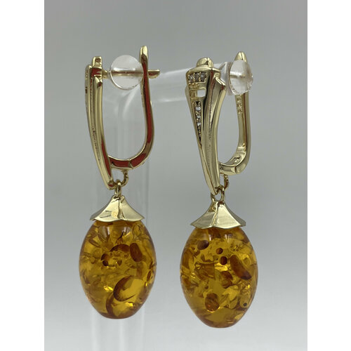 Серьги с подвесками AMBER Land, янтарь прессованный