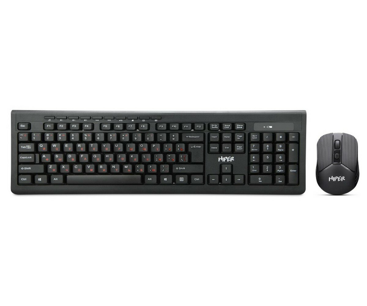 Набор клавиатура+мышь Hiper OSW-2100 черный (114кн 1600DPi) беспроводной