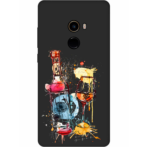 Матовый Soft Touch силиконовый чехол на Xiaomi Mi Mix 2, Сяоми Ми Микс 2 с 3D принтом Aquarelle Wine черный матовый soft touch силиконовый чехол на xiaomi mi 5s сяоми ми 5 эс с 3d принтом aquarelle wine черный