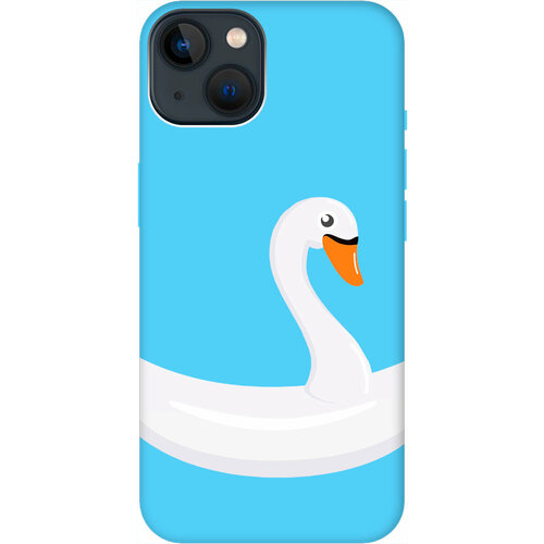 Силиконовый чехол на Apple iPhone 13 / Эпл Айфон 13 с рисунком Swan Swim Ring Soft Touch голубой силиконовый чехол на apple iphone 13 эпл айфон 13 с рисунком swan swim ring